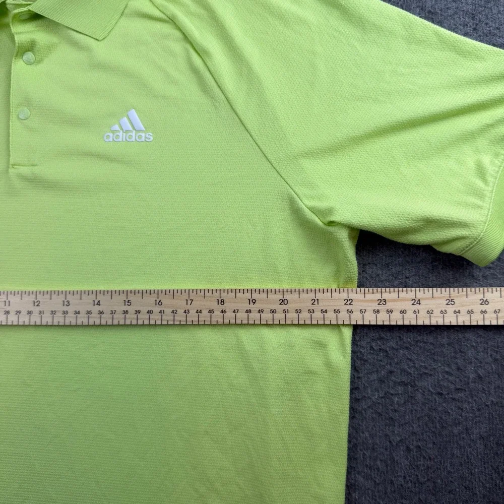 Adidas‎ Polo Shirt Men's Large Lime Green Recycled Polyester Athletic Golf Tee